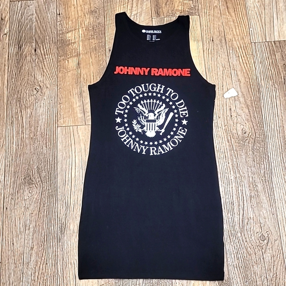JOHNNY RAMONE tight long shirt or mini dress L new the Ramones rare